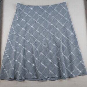 LOFT Outlet Women's Size 14 Gray Plaid A-Line Pull On Skirt Career Casual